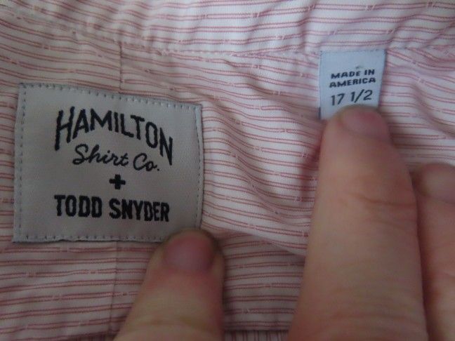 Todd Snyder x Hamilton Shirt pink White striped Dress Shirt sz