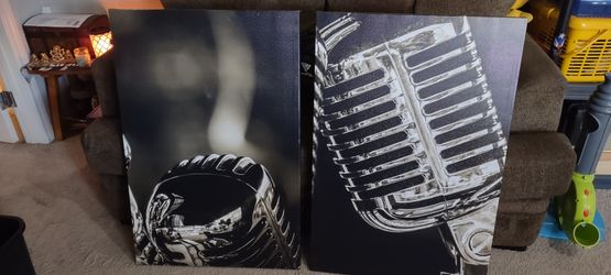 2 Large Microphone Canvas