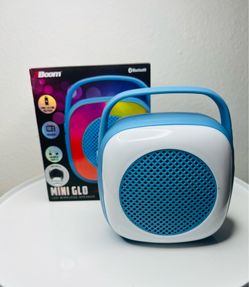Fm radio and Bluetooth Boom Mini GLO Bluetooth Portable Speaker Blue/White FM Radio USB-C USB