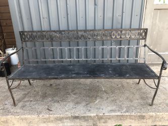 Georgian Wrought Iron Strap Work Garden Bench