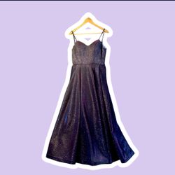 Long Purple Glitter Dress with Adjustable Waist Width ideal for Events and Weddings 