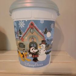 Disney Parks Mickey & Friends Holiday popcorn bucket Iridescent Blue lid