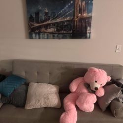 Grey Comfy Futon  Plus Throw Pillows 