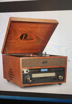 Wooden Turntable Bluetooth Vinyl Record Player with AM/FM