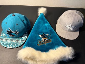 San Jose Sharks NHL Hat and Santa Hat Bundle