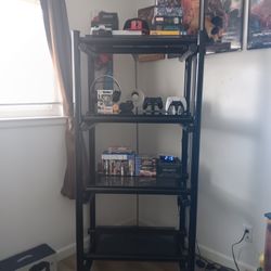 Black Metal Shelve With Tinted Glass