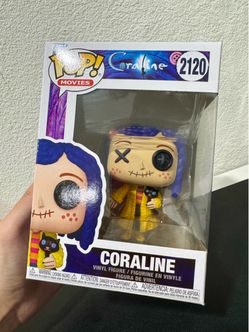 Coraline patchwork (one buttoned eye holding cat) funko pop brand new!