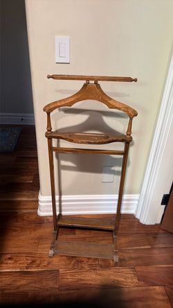 Wood valet vintage men's dressing stand