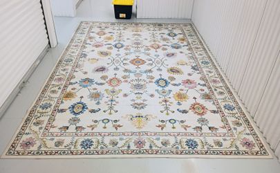 9 x 13 area rug cream multicolor Chrystal print soft suede  feel