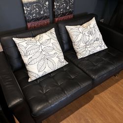 IKEA MORABO Loveseat & 2 Chair Set  **BLACK** leather.