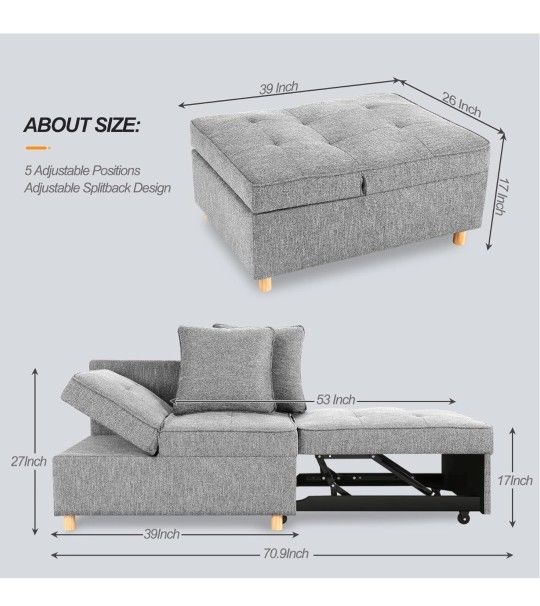 SEJOV Sofa Bed, Single Recliner for small space