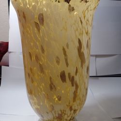 Vintage Murano MAESTRI VETRAI Italy Azzurra Animal Print  Orange Yellow Vase 