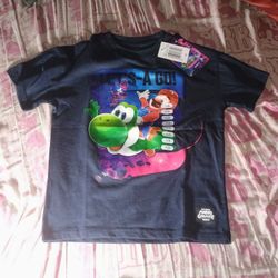 RARE NEW Blue Super Mario Galaxy Movie Let's A Go! Shirt Boys 7/8 5/6 10/12