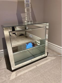 Mirrored nightstand broken front pieces