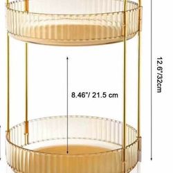 360 degree rotating cosmetic organizer. Color: Amber.