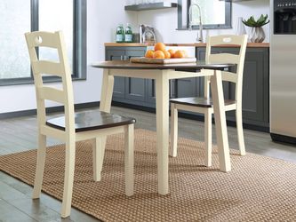 Woodanville Cream & Brown Dining Table w/ Drop Leaf