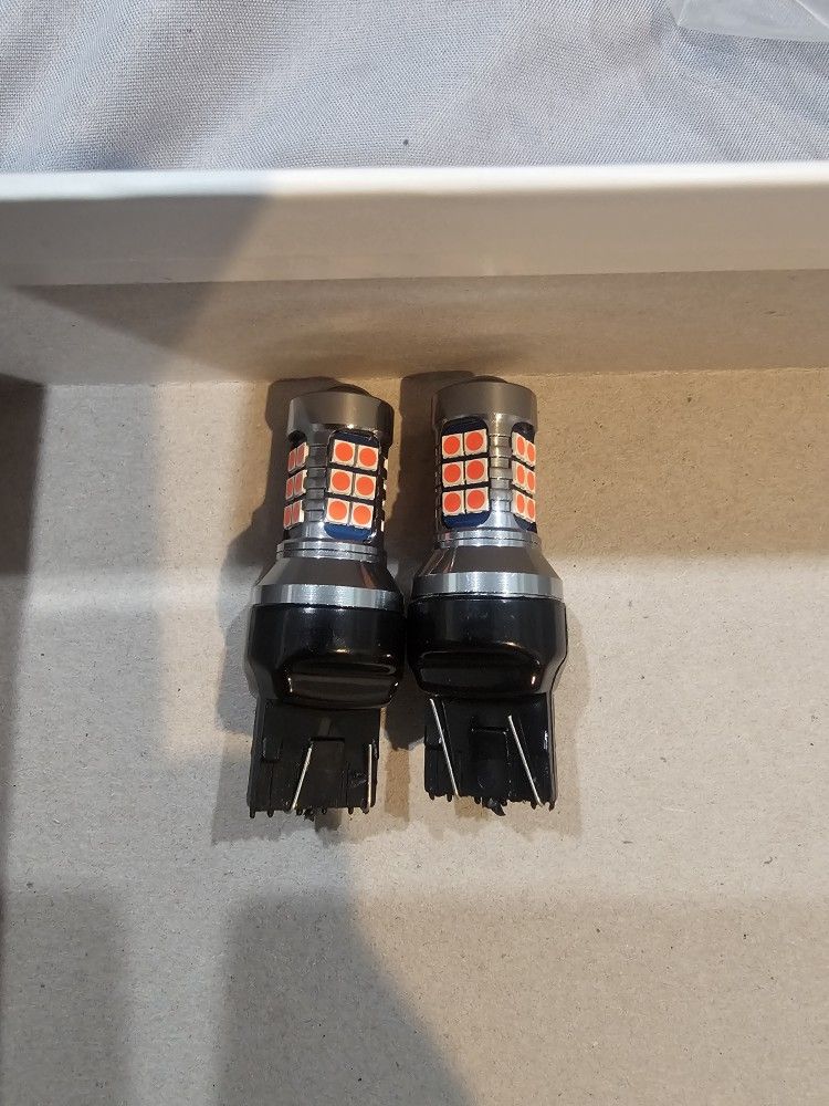 Bright Red led bulbs 7443/7440. Flashing type strobe 5 times flash.