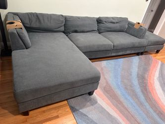 Gray Sectional Sofa with Ottoman
