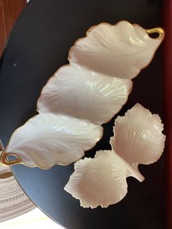 Vintage Lenox bone China triple leaf dish and double leaf dish