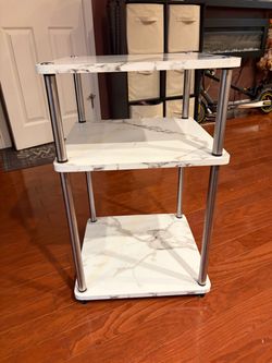 3-Tier Marble-Look Side Table