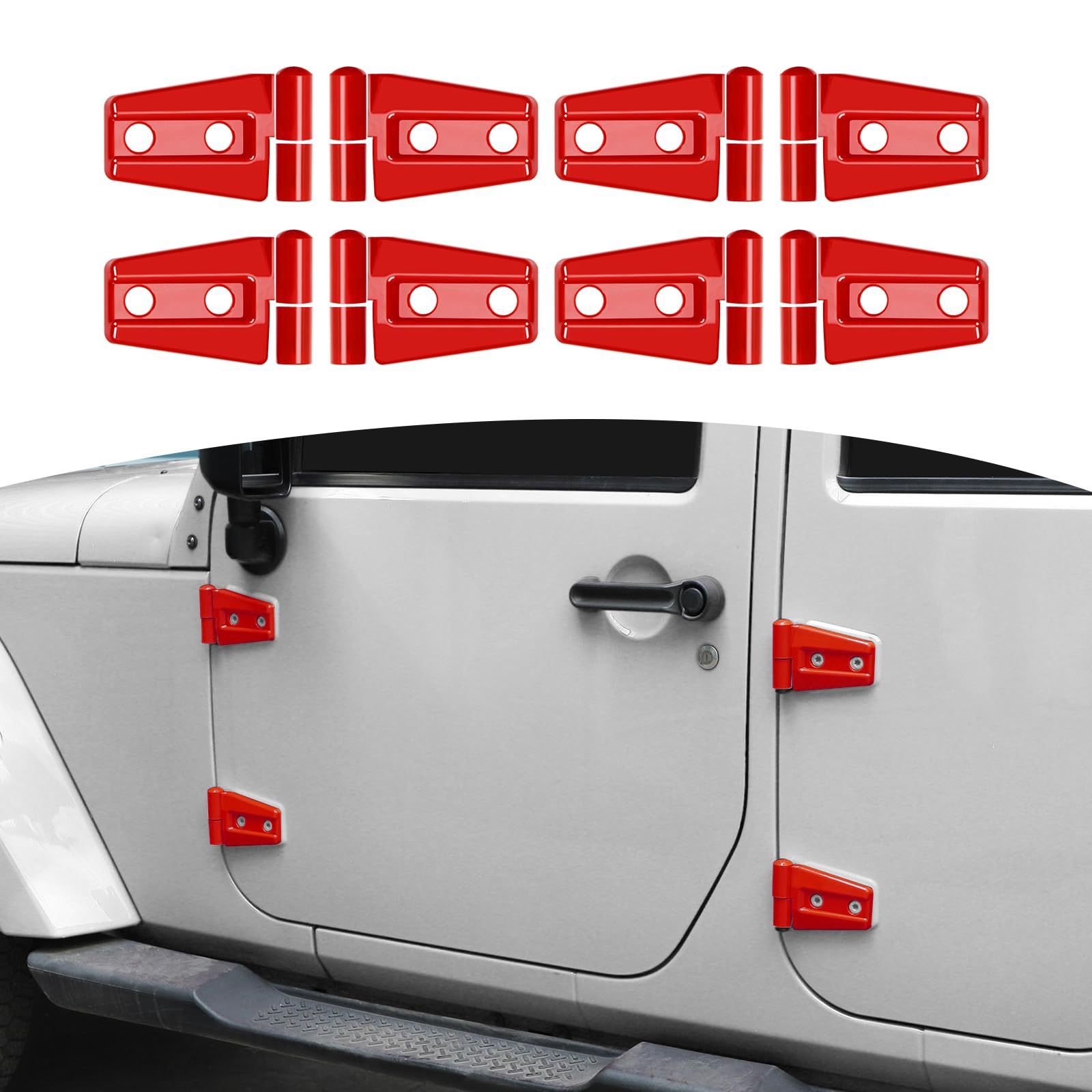 Jeep Wrangler JK JKU 2007-2017 Door Hinges and A/c Vent Covers Red