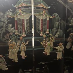Oriental Room Divider Beautiful Piece With Jade Stones 
