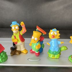Vintage Burger King Set of 5 1990 Simpsons Kid's Club Premiums Toys collectible  In good condition