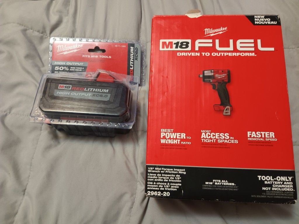 Brand New Milwaukee Half Inch Drive Impact With 6 Battery