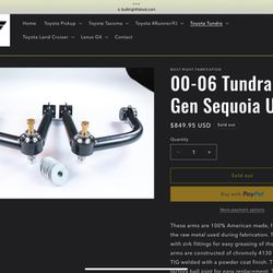 Built Right Upper control Arms For Sequoia Or Tundra