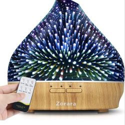 Brand New Essential Oil Diffuser 550ml 3D Glass Ultrasonic Aromatherapy Cool Mist Humidifier With Remote Control AdjustableTimer, 7 Color LED Lights 