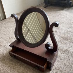 Antique Mirror With Drawer For Dresser Top