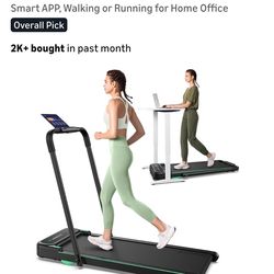 Strol 2E Smart2-in-1Foldin Treadmill, Compact Walking Pad with Safety Handle, Plug and Play, Standing Desk Treadmill with Dual LED Display, Smart APP,