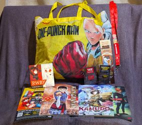 One Punch Man Comic Con Swag Bundle - Bag, Mangas, Bag & More!