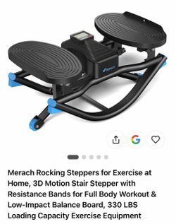Merach Rocking Steppers for Exercise at Home, 3D Motion Stair Stepper with Resistance Bands for Full Body Workout & Low-Impact Balance Board, 330 LBS