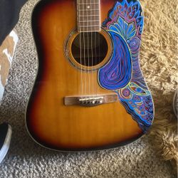 Custom Painted Mitchell Acoustic Guitar 