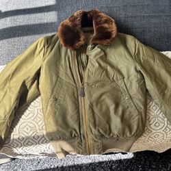 B-15 Ww2 Army Airforce Jacket Green Shearling 