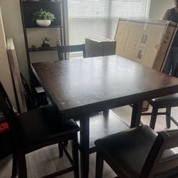 Dark Brown Dinner Table W/ Chairs 