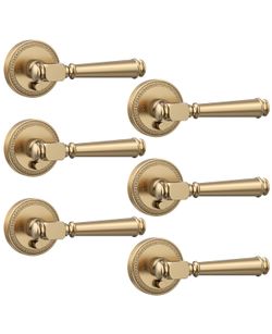 Amerdeco 6 Pack Champagne Bronze Privacy Door Handles, Champagne Bronze Interior Door Knobs,Heavy Duty Door Lever For Bedroom And Bathroom, Reversible
