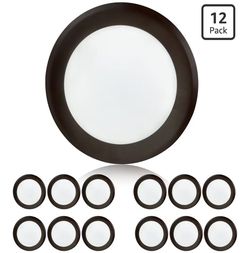 12 Pack of 6 Inch Low Profile Dimmable Flush Mount LED Disk Light