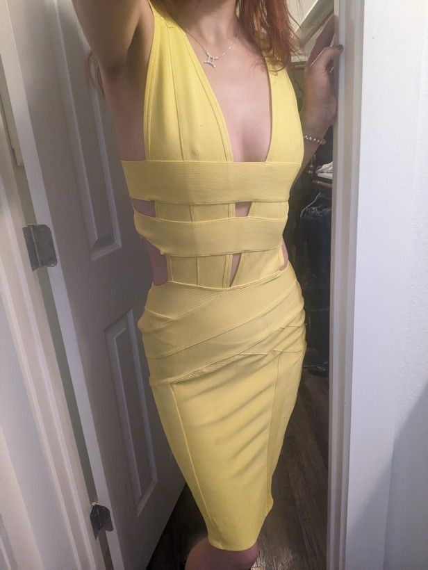 Celeb boutique Yellow Bandage Dress - Medium