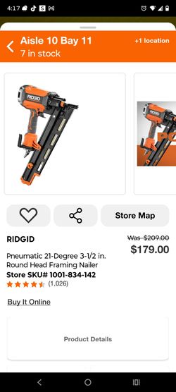 RIDGID Pneumatic 21-Degree Framing Nailer