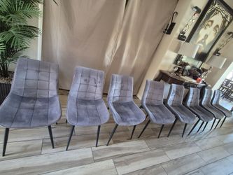 Set 8 chairs Velvet Grey Exelent Condition