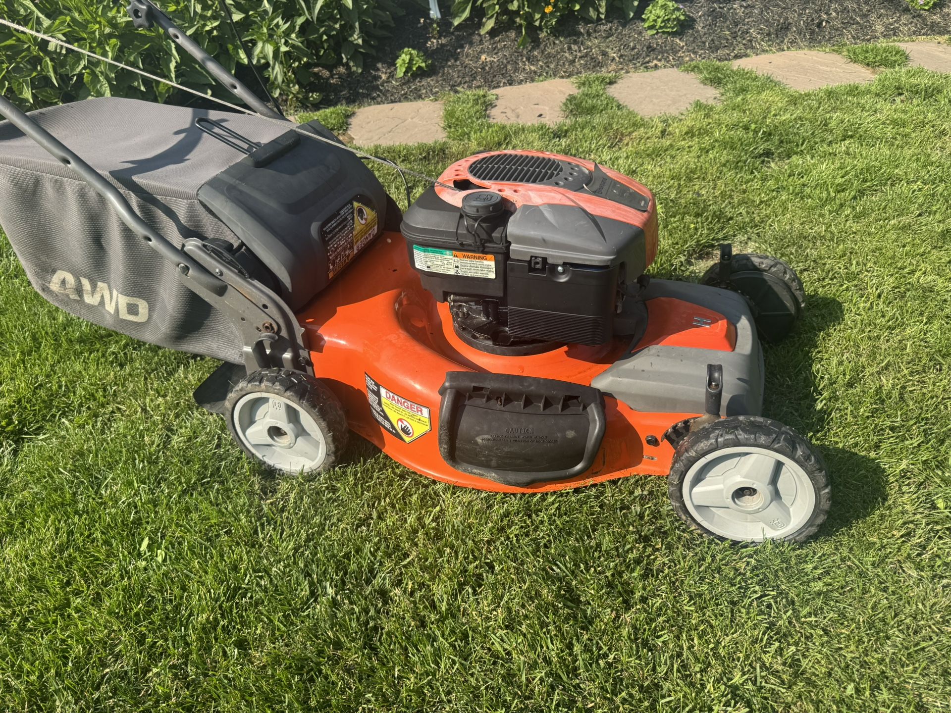 Husqvarna AWD Self Propelled Mower 190cc Engine With 22” Cutting Deck. Must Pickup