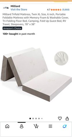 Milliard 6” Trifold Mattress – Twin XL