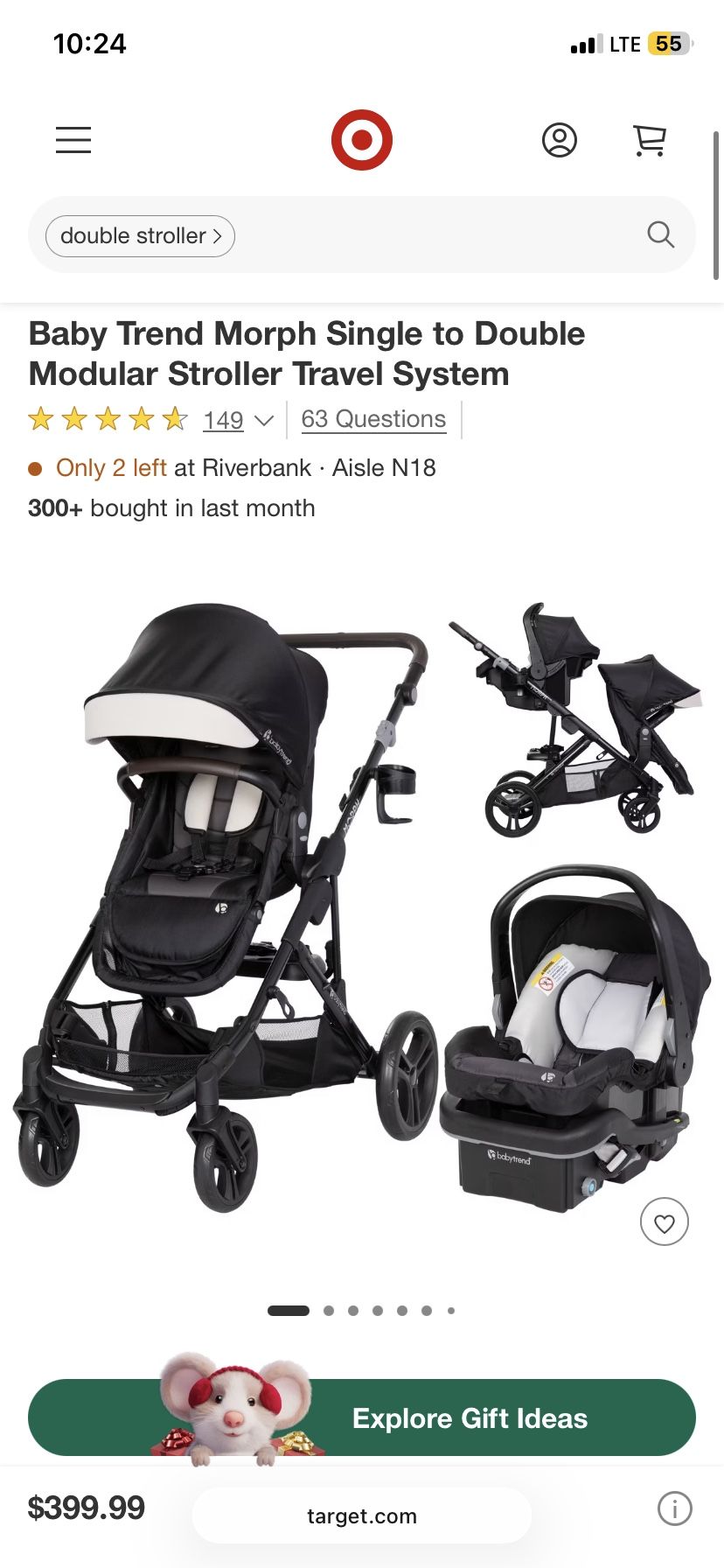 Baby Trend Morph Single To Double Modular Stroller Travel System 