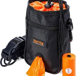Mighty Paw Dog Treat Bag - Drawstring Closure Pouch - Includes Carabiner Hook and Pick-up Bags - With Reflective Belt - Dog Training Treats Pouch
