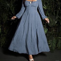 XXL BLUE AND WHITE POLKA DOT DRESS