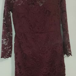 Purple Leaning Red Floral Lace Dress