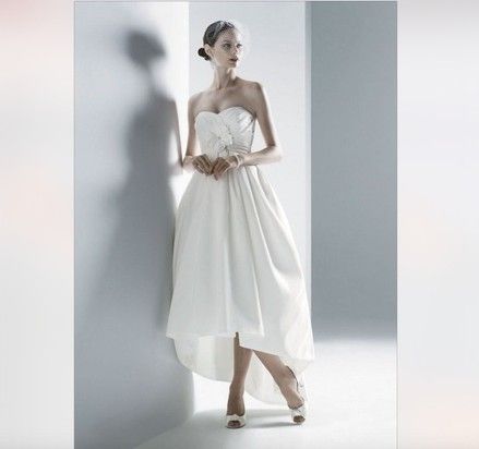 Oleg Cassini Strapless Faille High-low Wedding Dress Ct326 Wedding Dress