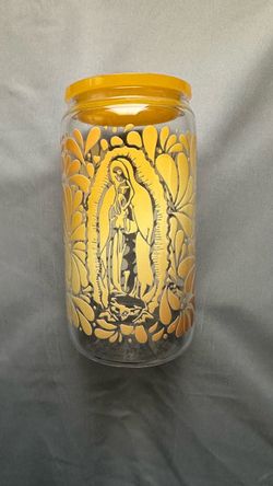 Virgen De Guadalupe Talavera 16oz Glass Cup